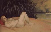 Felix Vallotton Nude sleeping on a bank oil